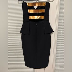 10 Crosby Derek Lam Black Strapless Peplum Dress
